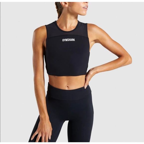 Gymshark Tops - Gym Shark Logo Tank Top Women M Black Activewear Casual workout Gym sleeveless